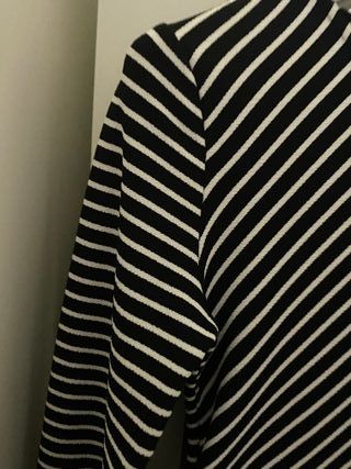 Vestido S Rayas Blanco y Negro