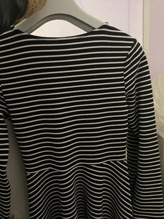 Vestido S Rayas Blanco y Negro