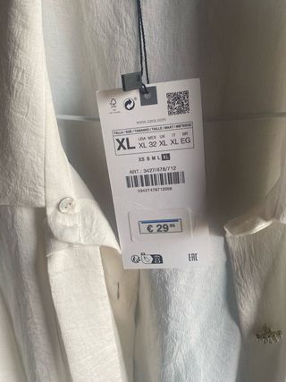 Camisa Zara Blanca Talla XL con Lazos
