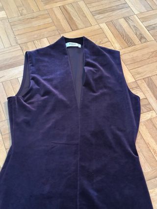Vestido Morado Mango Terciopelo Talla S
