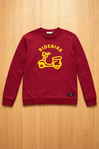 Sudadera Ridebike hombre roja con estampado