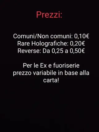 Mancolista carte Pokemon vari set più info in foto