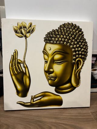 Cuadro Buda Dorado con Loto, 55x55x5