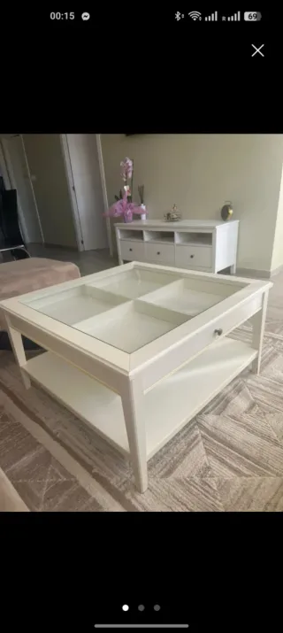 Mesa de centro de madera y cristal Recogida Elche