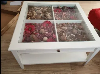 Mesa de centro de madera y cristal Recogida Elche