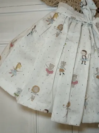 Vestido Crochet C/Estampa Animais Bailarinos