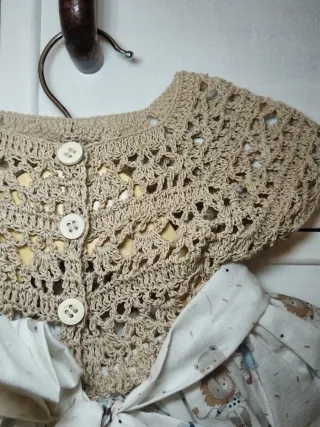 Vestido Crochet C/Estampa Animais Bailarinos