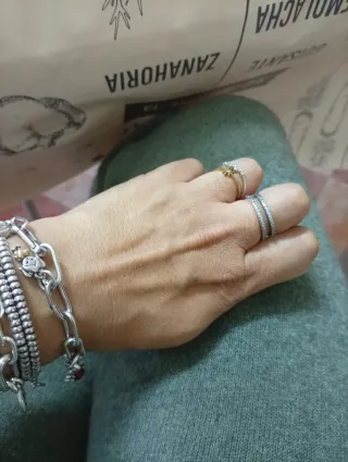 Anillo Pandora Doble Banda Circonitas