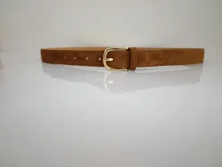 Cintura in camoscio marrone con fibbia dorata