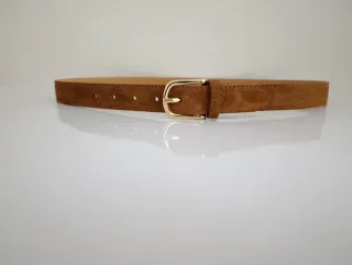 Cintura in camoscio marrone con fibbia dorata