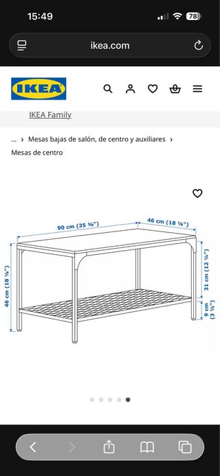 Mesa de centro Ikea cristal y metal