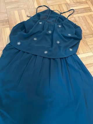 Vestido fiesta verde estrellas plateadas Talla S