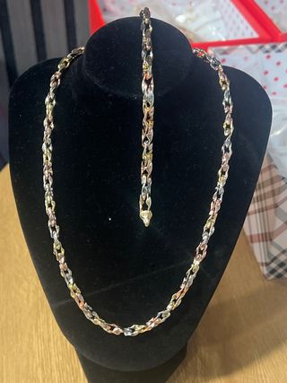 Conjunto Laminado 14k Oro y Plata 45cm