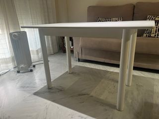 Mesa de camilla rectangular blanca