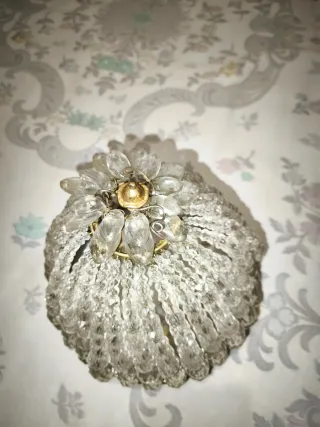 Lámpara Techo Vintage de Cristal y Metal Dorado