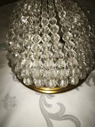 Lámpara Techo Vintage de Cristal y Metal Dorado