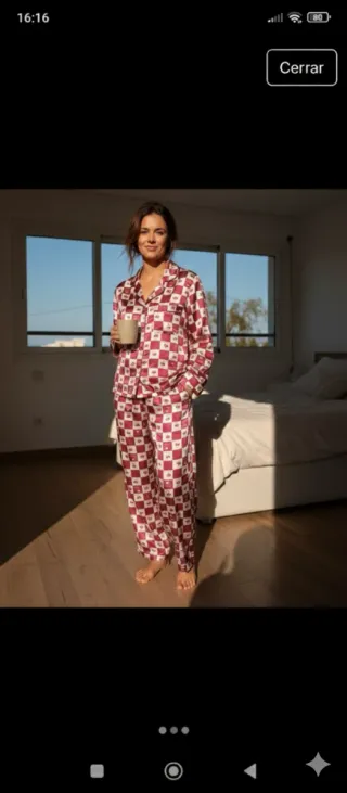 Pijama Seda Vintage Rojo y Blanco