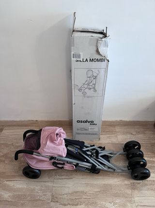 Silla de paseo Asalvo Mombi gris y rosa
