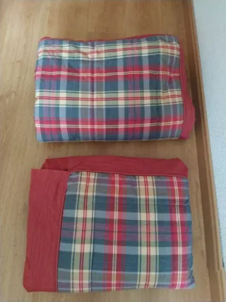 Cojines de cuadros rojos y azules