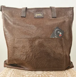 Borsa Progetto Fede Damasco Pelle Marrone