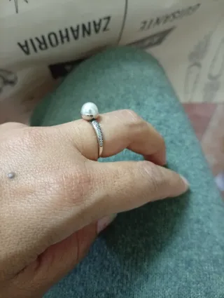Anillo Pandora Perla y Circonitas