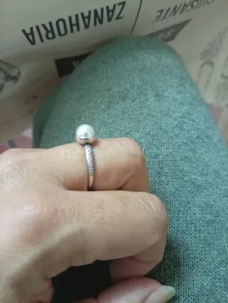 Anillo Pandora Perla y Circonitas