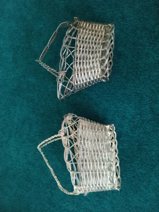 Mini cestas metálicas decoración plateadas