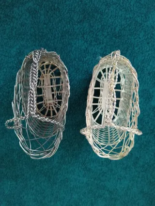 Mini cestas metálicas decoración plateadas