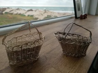 Mini cestas metálicas decoración plateadas