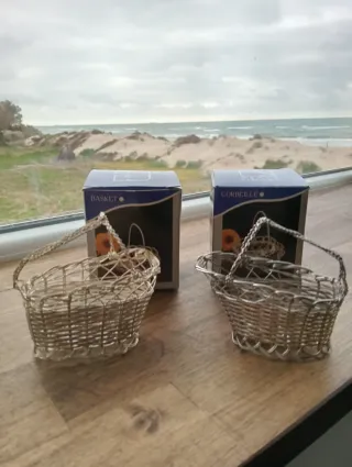 Mini cestas metálicas decoración plateadas