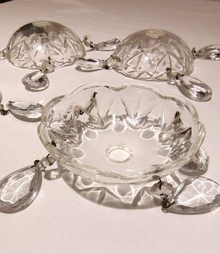 4 Portalampada Vetro Cristallo Vintage