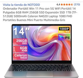 Portátil 14 256GB SSD 6GB RAM Celeron N4020