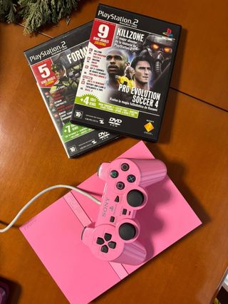 Consola PlayStation 2 Rosa + Mando + Juegos