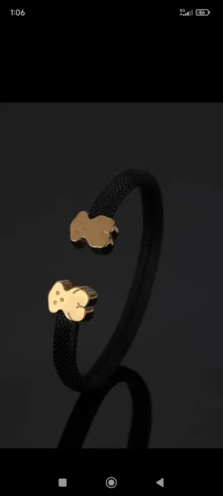 Pulsera Tous Oso Negra y Dorada