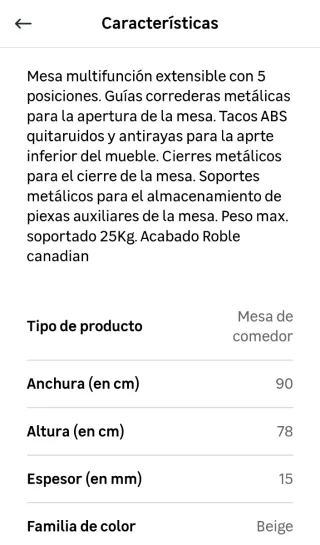 Mesa extensible madera y metal