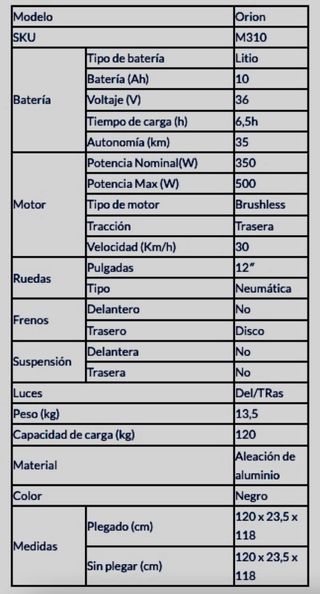 Patinete eléctrico plegable Zeeclo Orion serie M