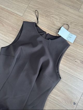 Vestido Zara Marrón con Tul