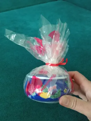 Cenicero de cerámica para regalo azul con flores