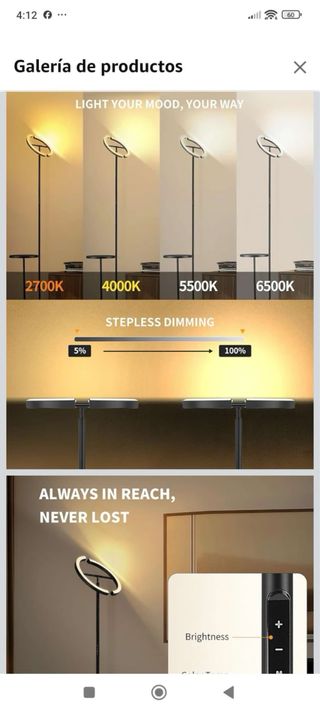 Lámpara de pie regulable negra