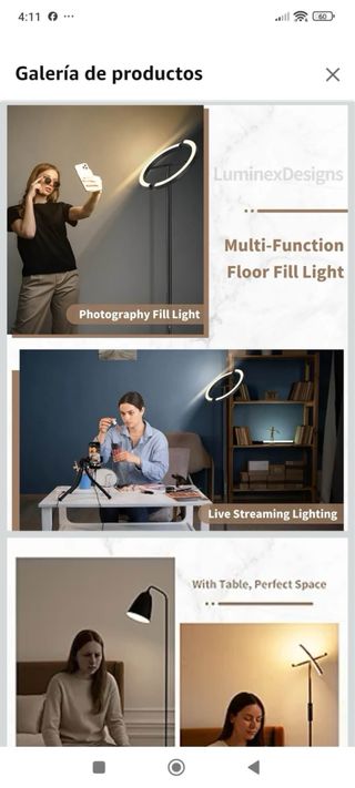 Lámpara de pie regulable negra