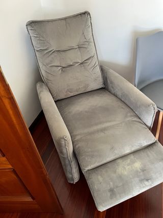 Butaca reclinable de terciopelo gris