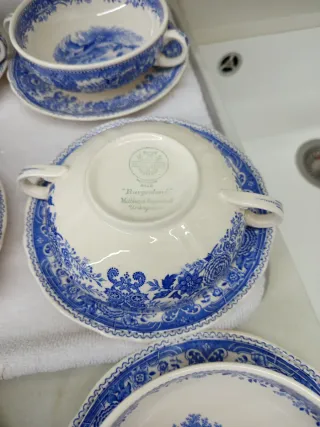 6 Tazze in Porcellana Blu e Bianche