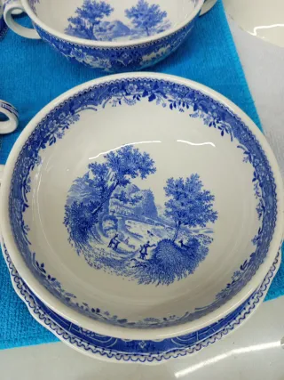 6 Tazze in Porcellana Blu e Bianche