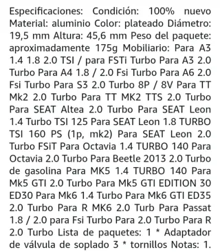 Válvula descarga Forge Motorsport sin estrenar