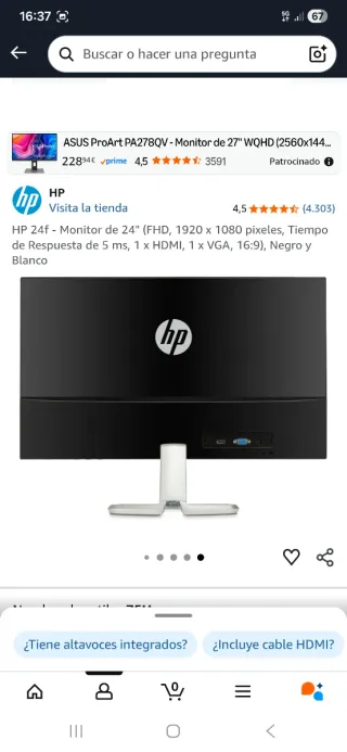 Monitor HP 24 pulgadas 60 Hz