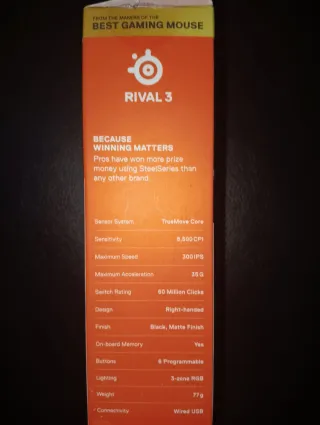 Ratón Gaming SteelSeries Rival 3 Negro