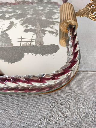 Vassoio vintage a specchio vetro Murano Barovier