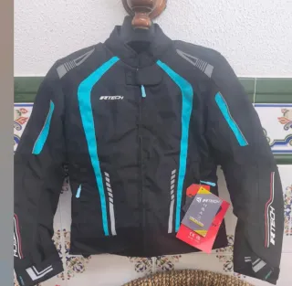 Chaqueta Moto Mujer Rtech Negra y Turquesa