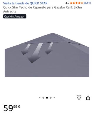 Tenda da sole per gazebo QUICK STAR 3x3m grigio