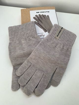 Guanti Wooly Case & Me Touch Screen Beige/Grigio